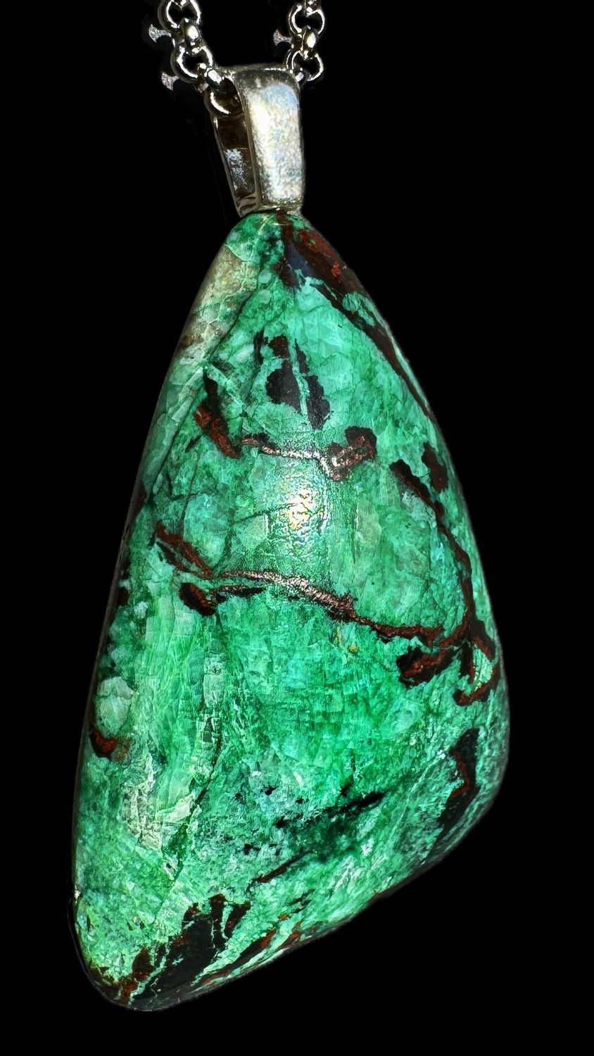 Columbia 23 Chrysocolla &amp; Native Copper 925 Silver Pendant