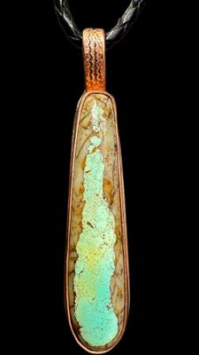Long Royston Turquoise Copper Pendant