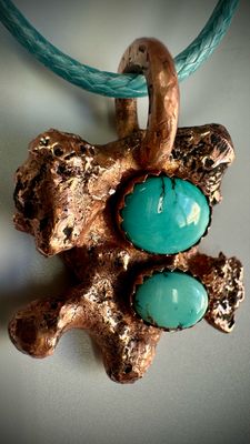 Turquoise in Copper Nugget Pendant