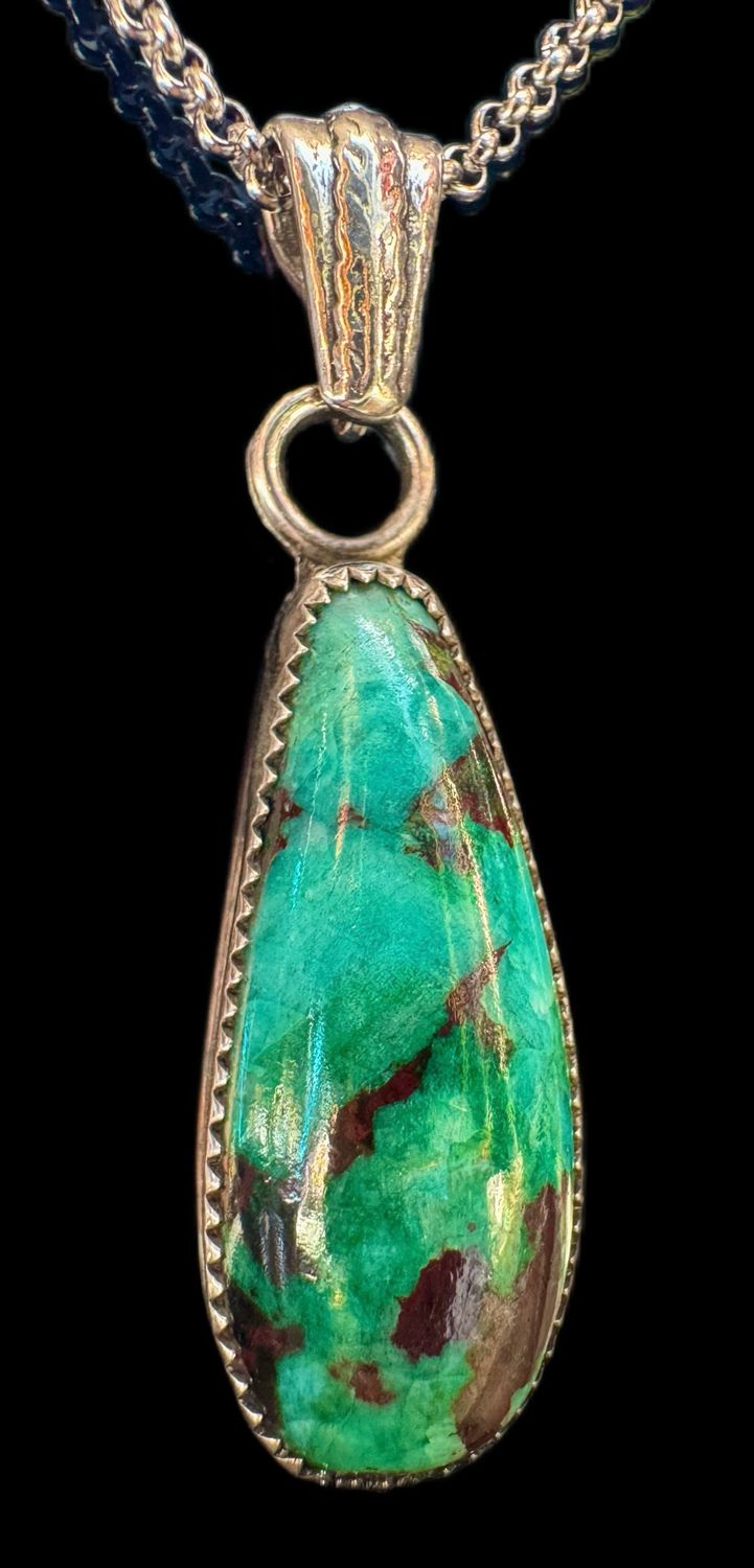 Gem Chrysocolla Malachite 925 Silver Pendant