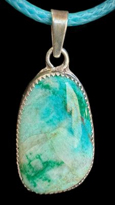 Dolomite, Chrysocolla Dioptase 925 Silver Pendant