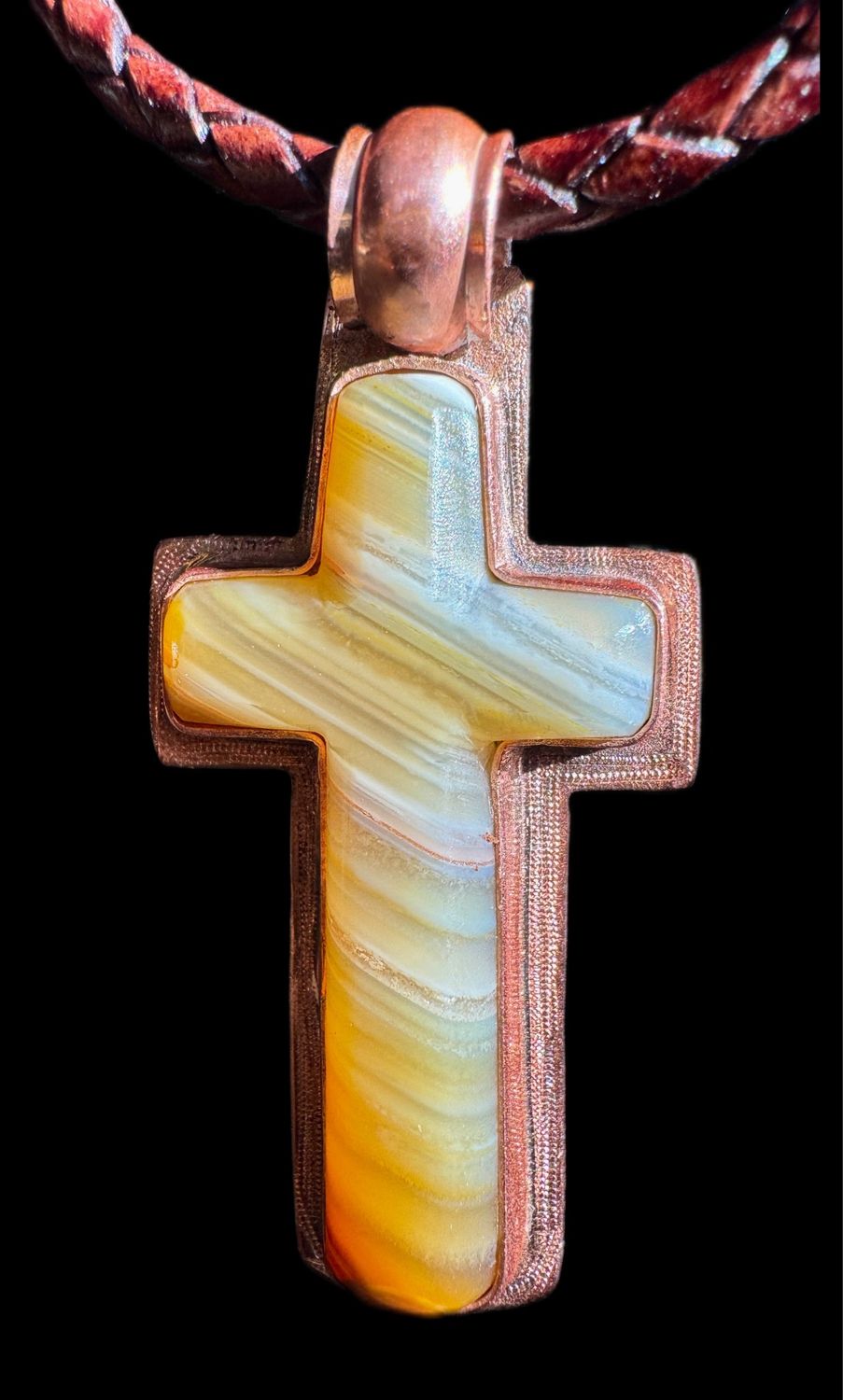 Banded Agate Cross Pendant