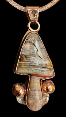 Lace Agate Mushroom Pendant
