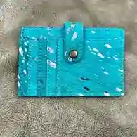 Turquoise Silver Acid Wash Card Wallet