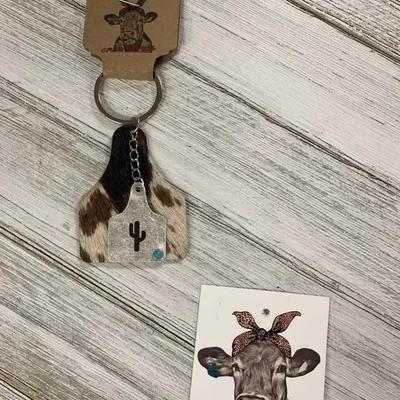 Cowtag keychain cactus