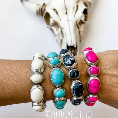 Stone Black Stretch Bracelet