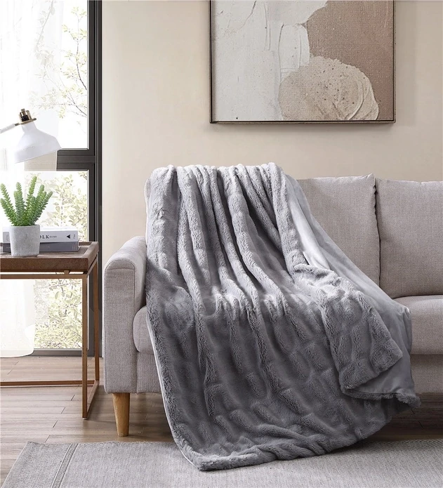Juniper Faux Fur Throw Grey