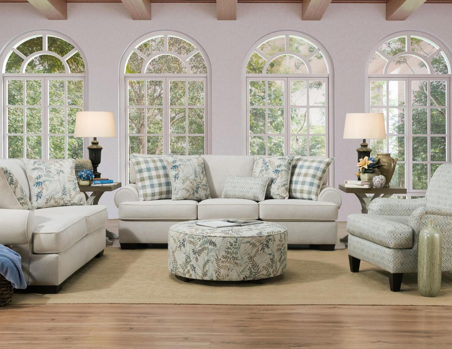 FEATHER CREAM LOVESEAT (DISC)