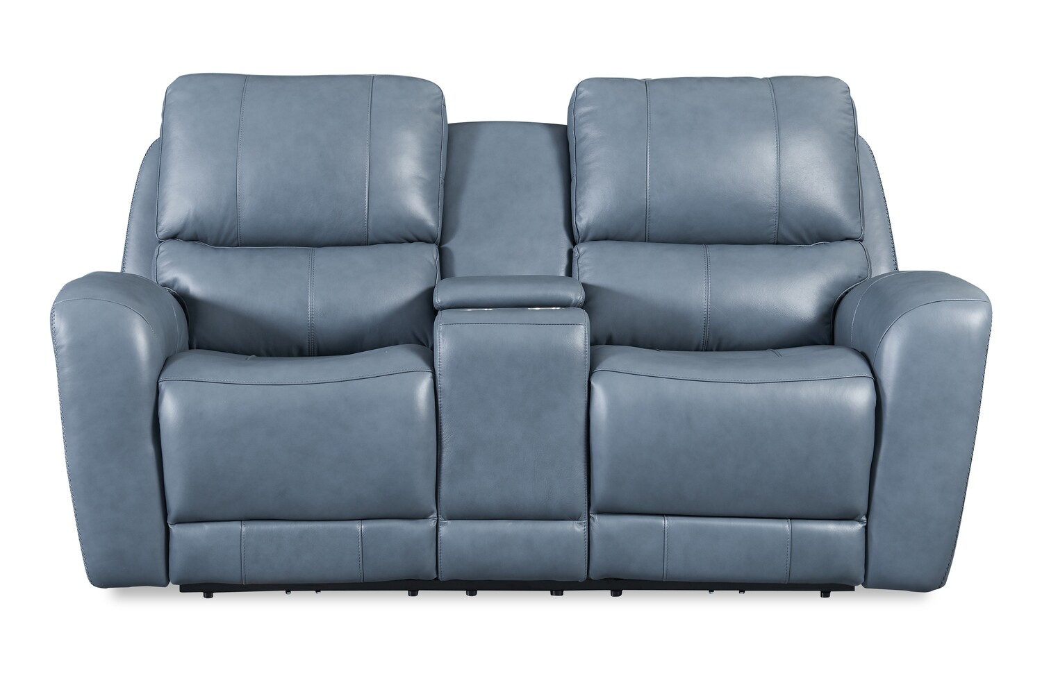 BEL AIR POWER RECLINING LEATHER LOVESEAT - BLUE