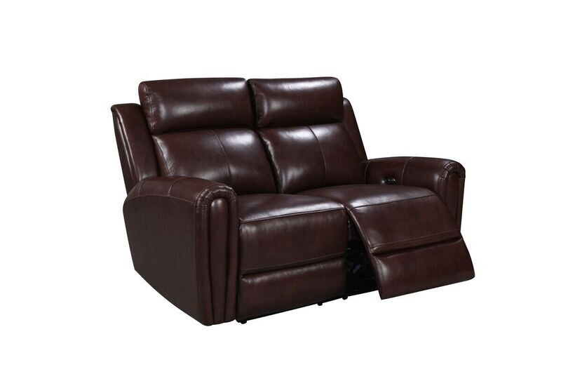 JONATHAN POWER RECLINING LEATHER LOVESEAT- BROWN