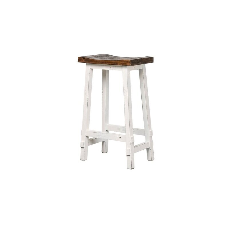 LOUISIANA 29&quot; SADDLE BAR STOOL - AGED WHITE TOBACCO TOP