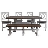 TRESTLE TABLE W/ 4 CHAIRS AND A BENCH - CASTELLO GRAY, SIERRA TOP