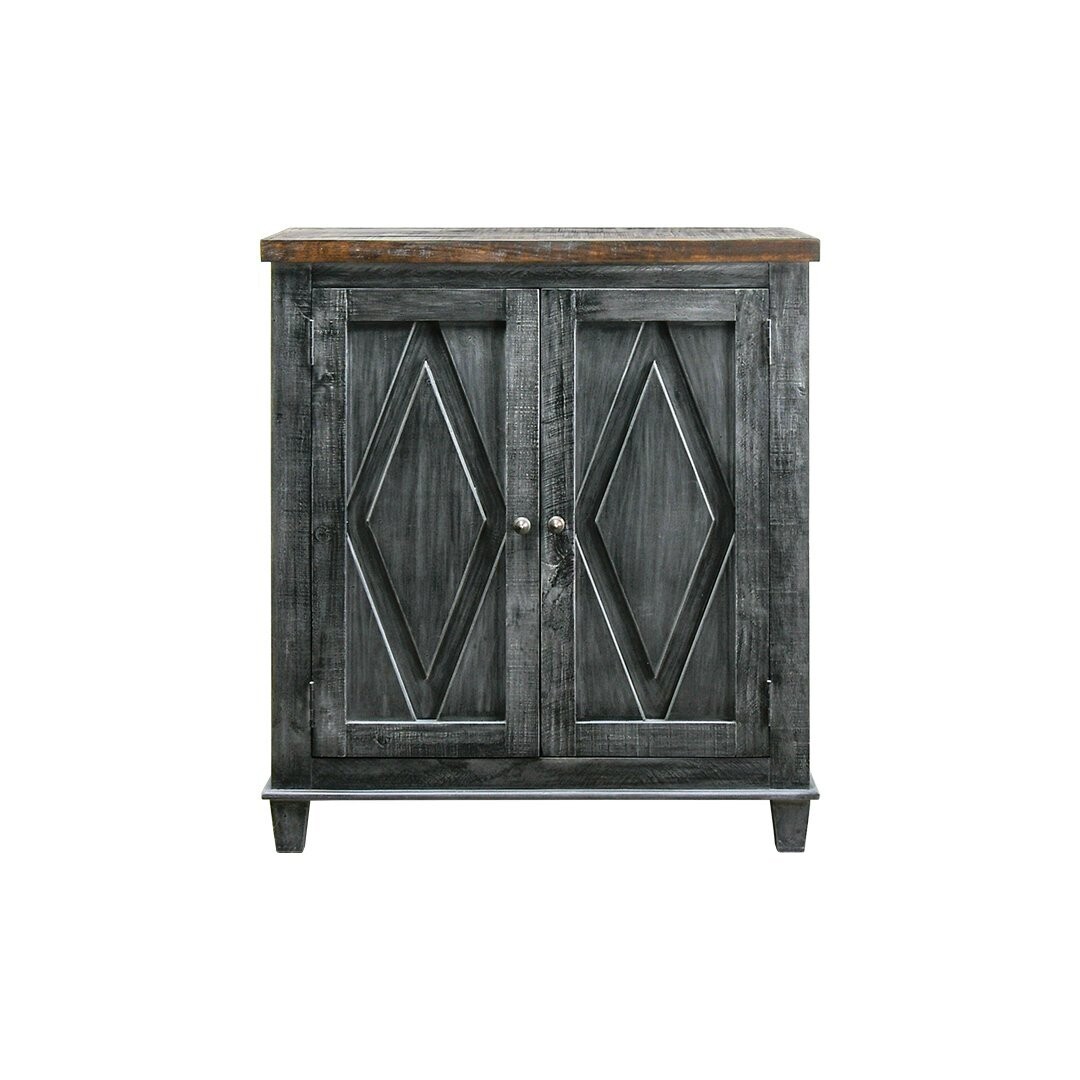 2-DOOR CURIO CABINET- GRAY/BLACK W/ SIERRA BROWN TOP