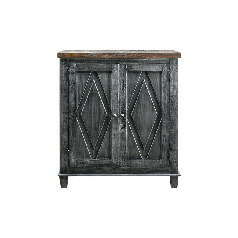 2-DOOR CURIO CABINET- GRAY/BLACK W/ SIERRA BROWN TOP