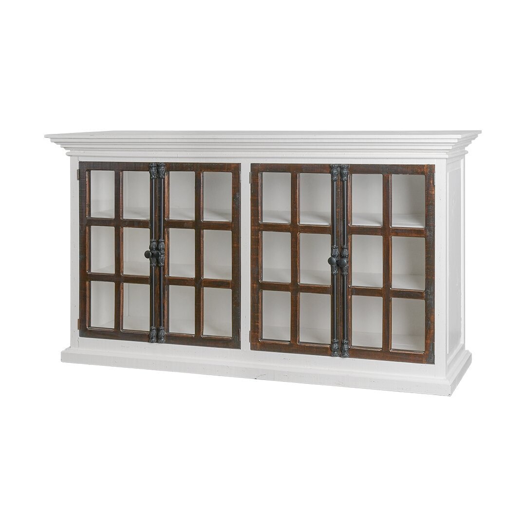 EMORY 4 DOOR CONSOLE- AGED WHITE/ TOBACCO TOP