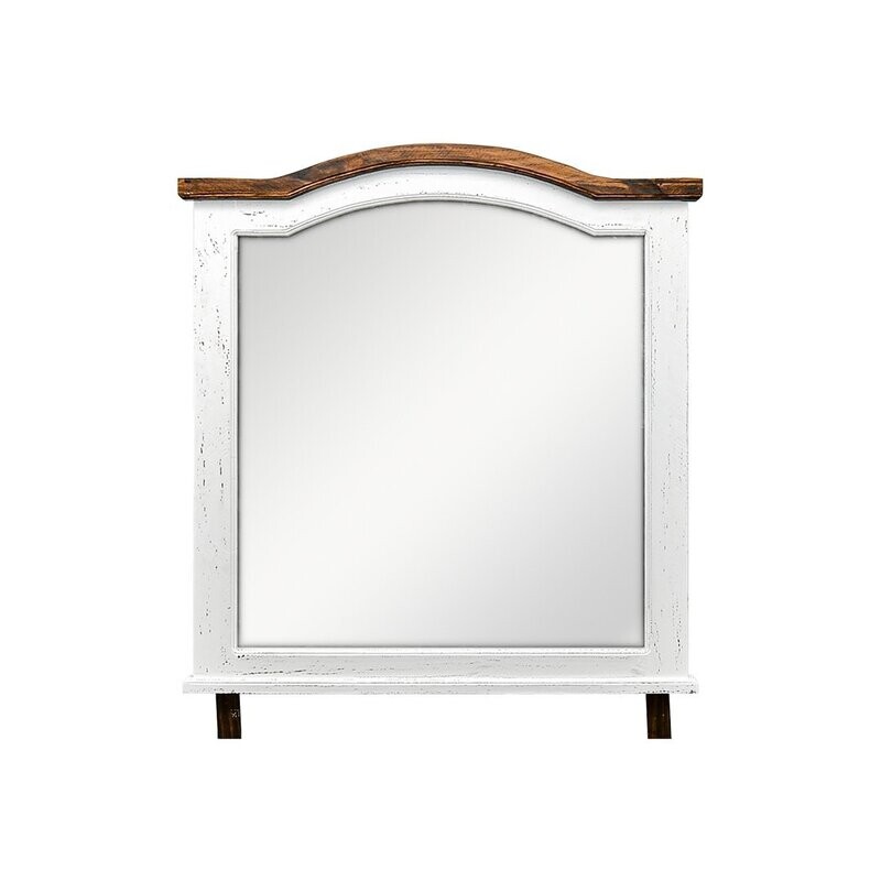MADISON AVENUE MIRROR - AGED WHITE W/ TOBACCO TOP