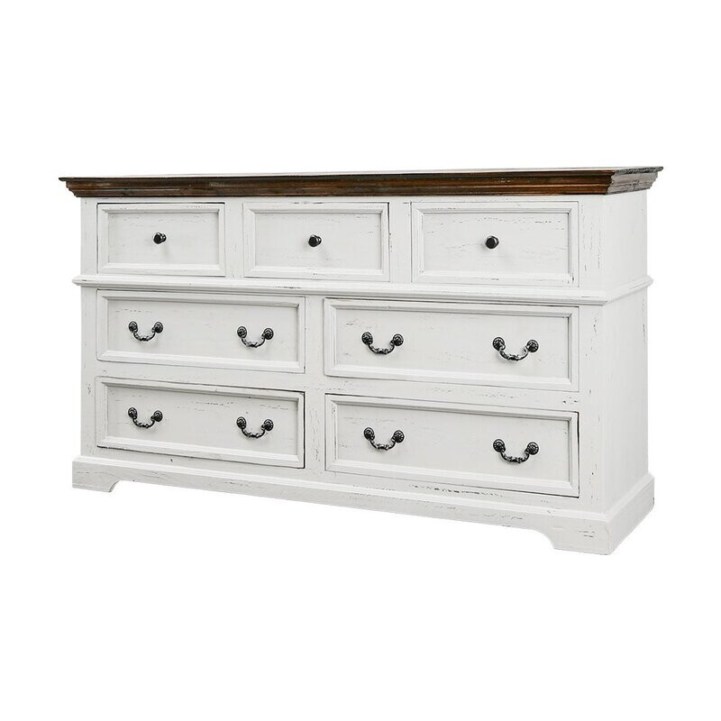 MADISON AVENUE DRESSER - AGED WHITE W/ TOBACCO TOP