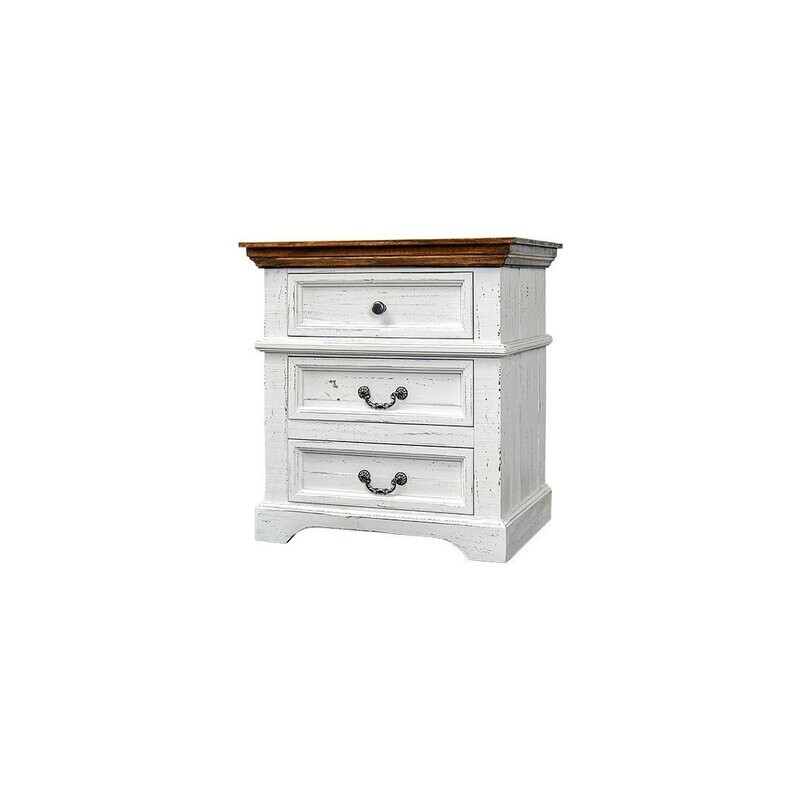 MADISON AVENUE NIGHTSTAND - AGED WHITE W/ TOBACCO TOP