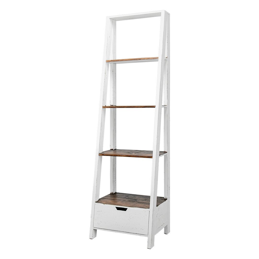 CAMDEN STAIR BOOKCASE W/ 1 DRAWER - WHITE