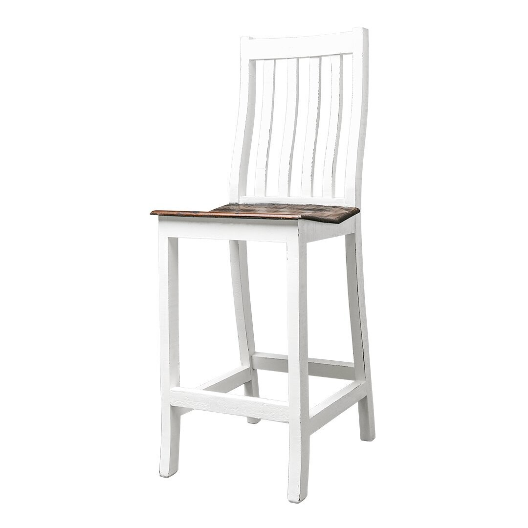 SANTA RITA NON-SWIVEL BAR STOOL - AGED WHITE TOBACCO TOP