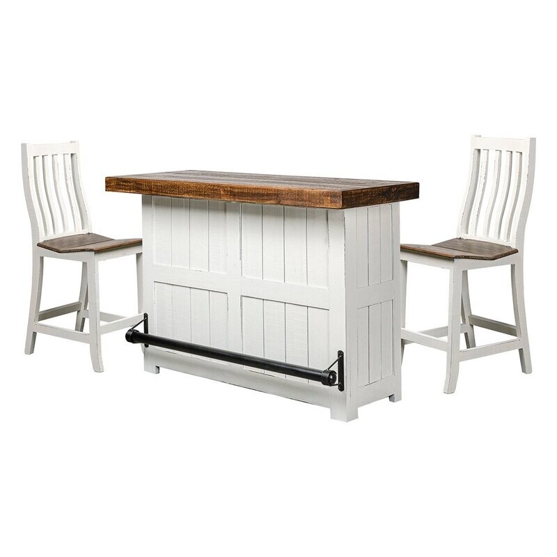 2 DRAWER 60&quot; BAR W/ WINE RACK - WHITE