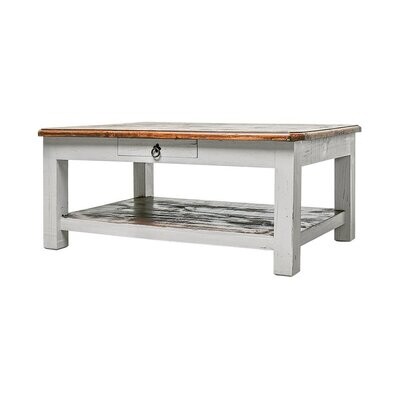 TRADITIONAL COFFEE TABLE - ANTIQUE GRAY W/ TOBACCO TOP