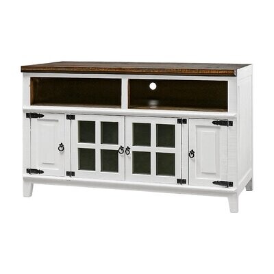 60” HACIENDA TV STAND - ANTIQUE WHITE