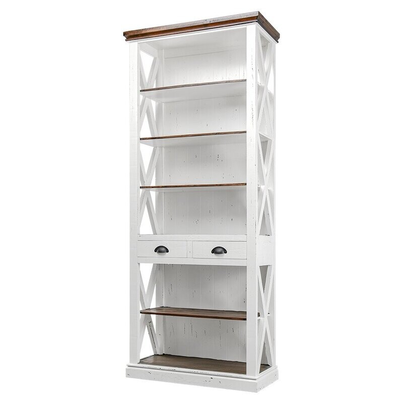 NEW YORK TALL BOOKCASE - AGED WHITE TOBACCO TOP