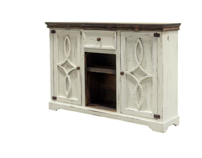 2 DOOR 1 DRW 2 SHELF CONSOLE - ANTIQUE WHITE - (DISC)