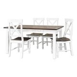 SAVANNAH 5&#39; TABLE + 4 CHAIRS 5 PC SET - AGED WHITE TOBACCO TOP