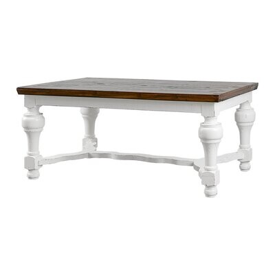 LUFKIN COFFEE TABLE- RUBBED AGED WHITE/TOBACCO TOP