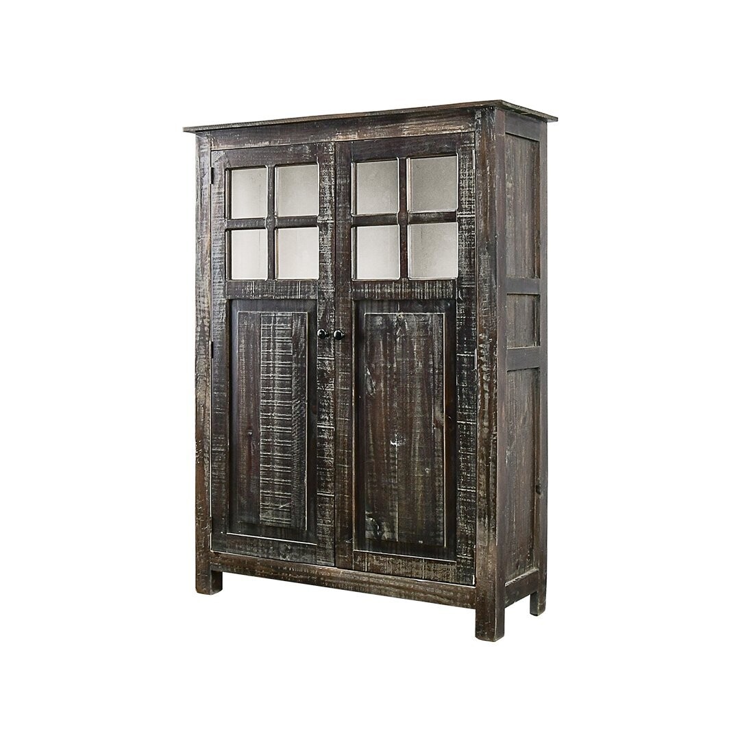 WILLIAMSBURG ARMOIRE 2 DOOR W/ GLASS - LIME WASH WHITE INTERIOR