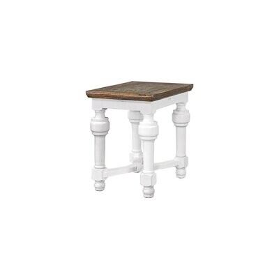 LUFKIN CHAIRSIDE TABLE- RUBBED AGED WHITE/TOBACCO TOP 18 X 24 X 24