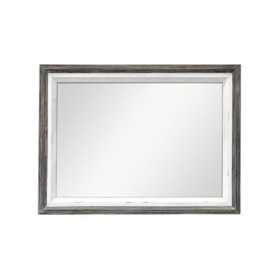 AMELIA MIRROR - Sanded White, Weathered Wood Top