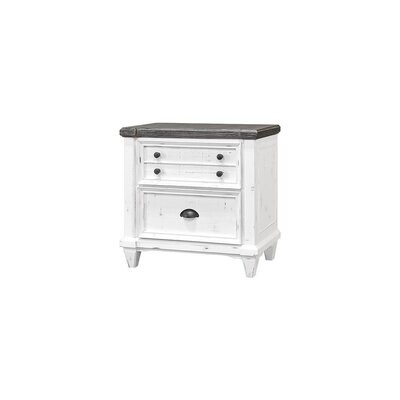 AMELIA NIGHTSTAND - Sanded White, Weathered Wood Top