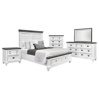 AMELIA KING STORAGE BED - Sanded White, Weathered Wood Top
