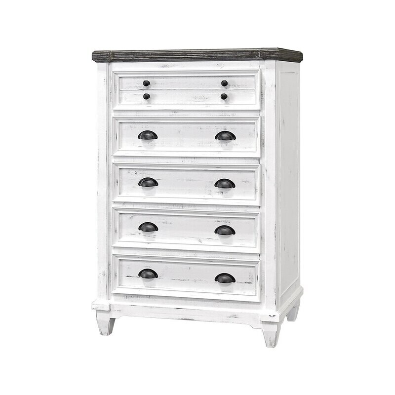 AMELIA CHEST - Sanded White, Weathered Wood Top