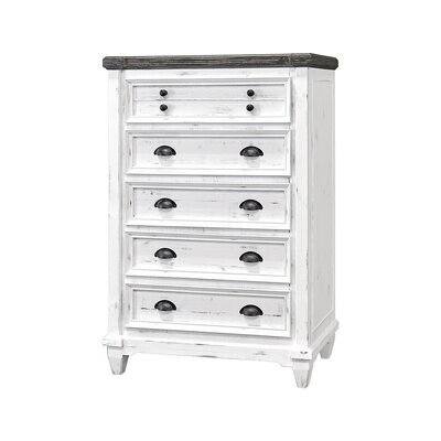 AMELIA CHEST - Sanded White, Weathered Wood Top