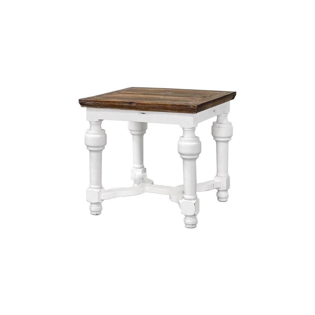LUFKIN END TABLE- RUBBED AGED WHITE/TOBACCO TOP 26 X 26 X 24