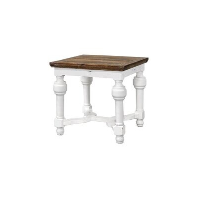 LUFKIN END TABLE- RUBBED AGED WHITE/TOBACCO TOP 26 X 26 X 24
