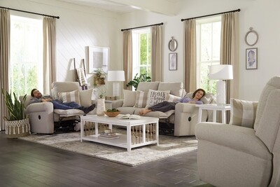 WESTPORT LAY-FLAT POWER RECLINING LOVESEAT - CEMENT
