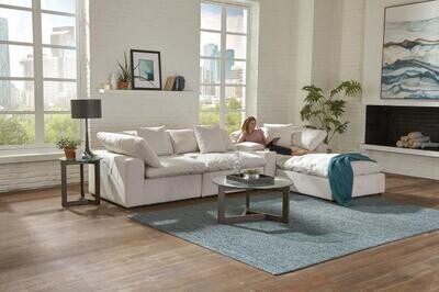 POSH 7PC SECTIONAL -2 CORNER, 2 CONS, 1 CHAIR, 2 OTTO - PORCELAIN