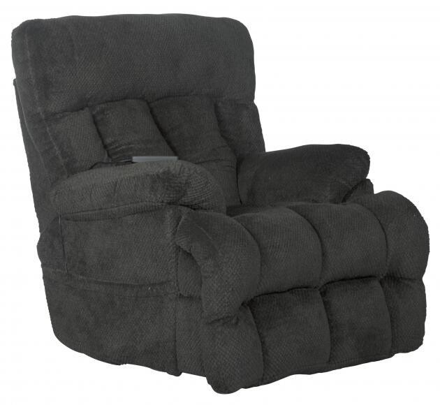STERLING LAY-FLAT POWER RECLINER W/ HEADREST, LUMBAR, HEAT &amp; MASSAGE - PEWTER