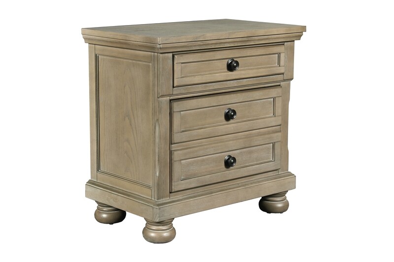 ALLEGRA NIGHTSTAND w/USB &amp; Outlet -PEWTER