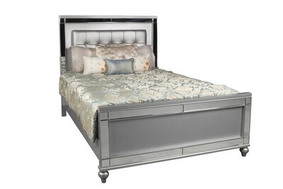 VALENTINO II QUEEN BED - SILVER