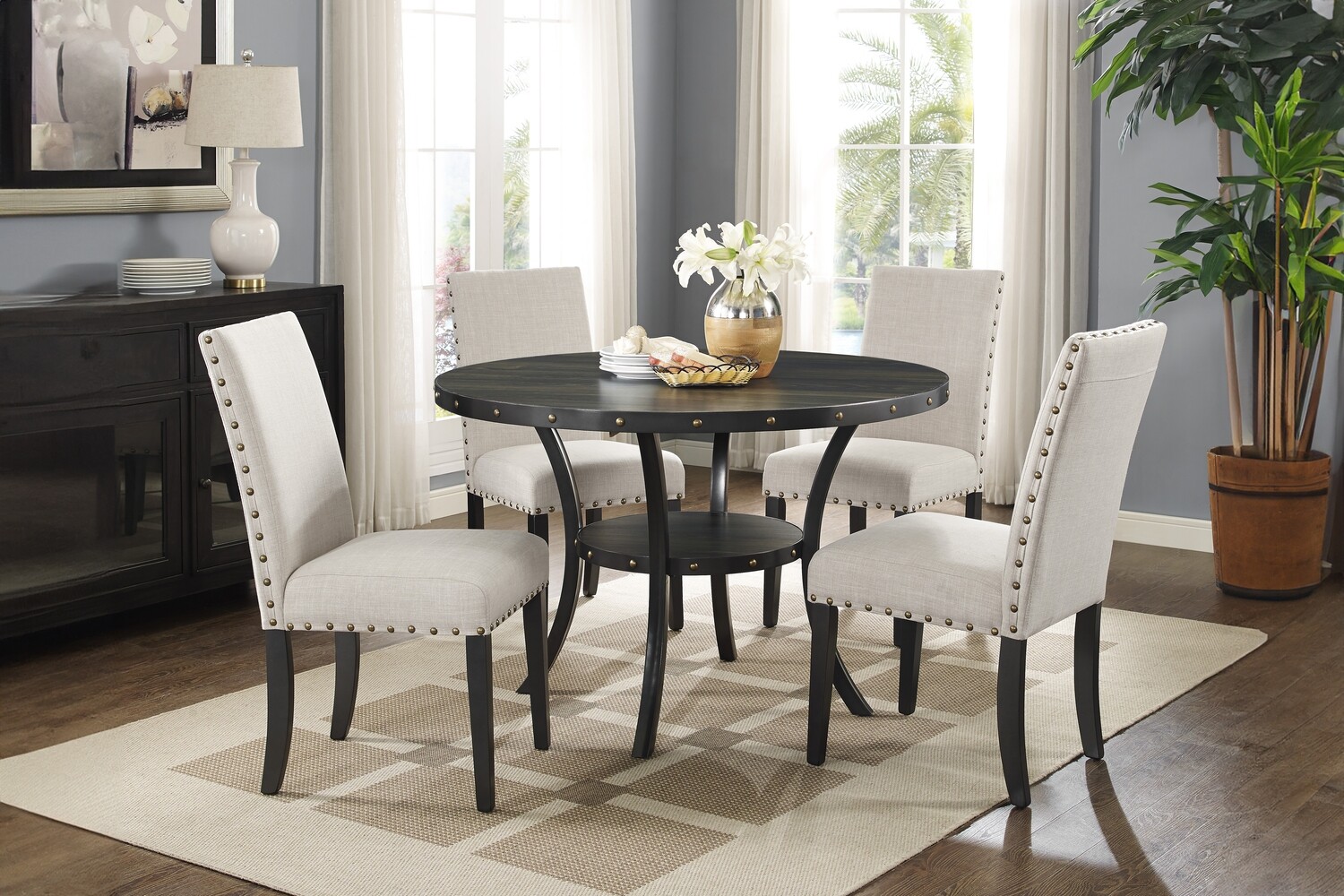 CRISPIN 48&quot; TABLE &amp; 4 CHAIRS 5 PC SET - NATURAL