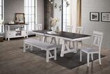 MAISIE RECTANGLE DINING TABLE 6 PC SET - 4 CHAIRS &amp; BENCH -WHITE/BROWN