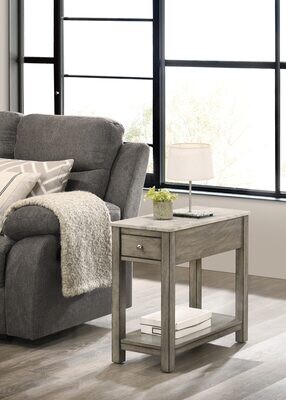 NOAH END TABLE W/ FAUX MARBLE TOP - GRAY