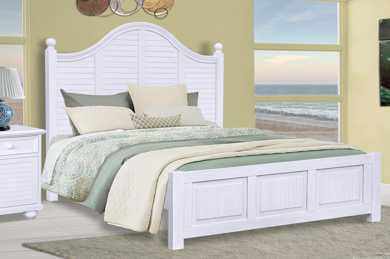 BEACHFRONT QUEEN BED (PLANTATION)- PURE WHITE
