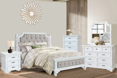 CHARLESTON KING BED - COTTAGE WHITE